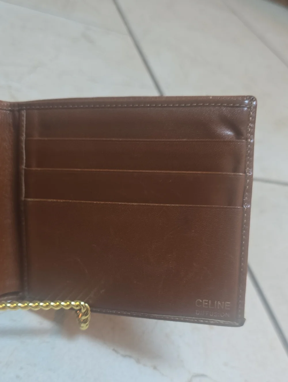 Celine Macadam monogram PVC canvas Bifold Wallet Featuring Brown Leather Trim